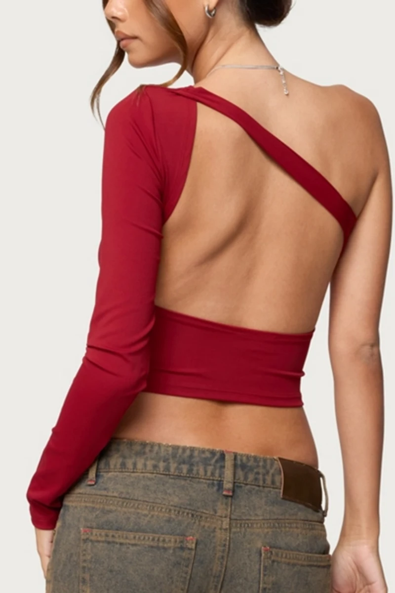 Edikted Mila Asymmetric Backless One Shoulder Top