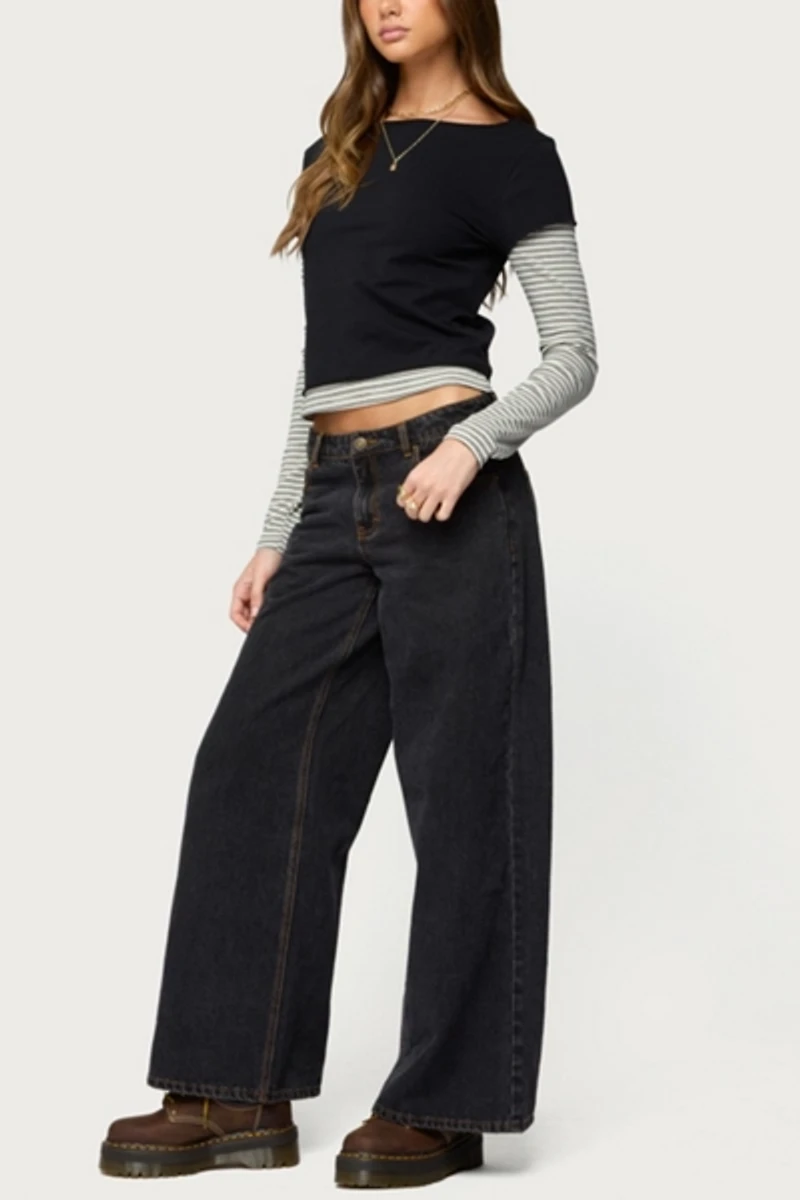 Edikted Layered Stripey Long Sleeve T Shirt