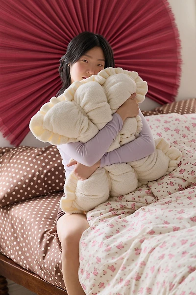 Cinched Marshmallow Puff Fleece Throw Pillow
