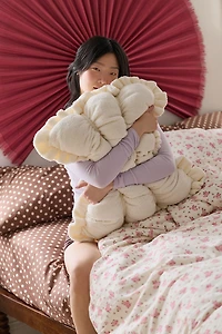 Cinched Marshmallow Puff Fleece Throw Pillow