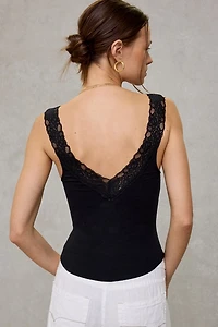 Out From Under Oh Baby V-Neck Lace Trim Tank Top