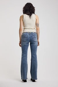 The Ragged Priest Grade Eyelet Low-Rise Flare Jean