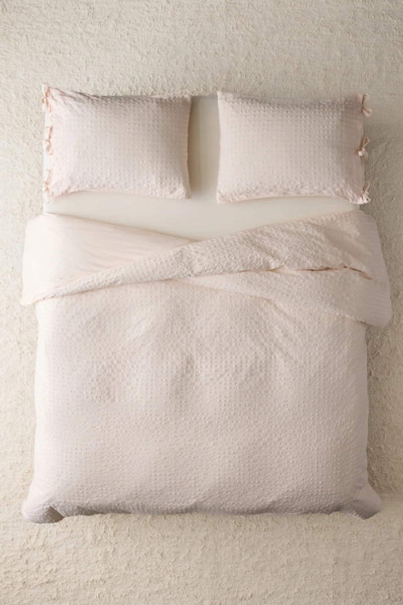 Seersucker Tied Trim Cotton Duvet Cover