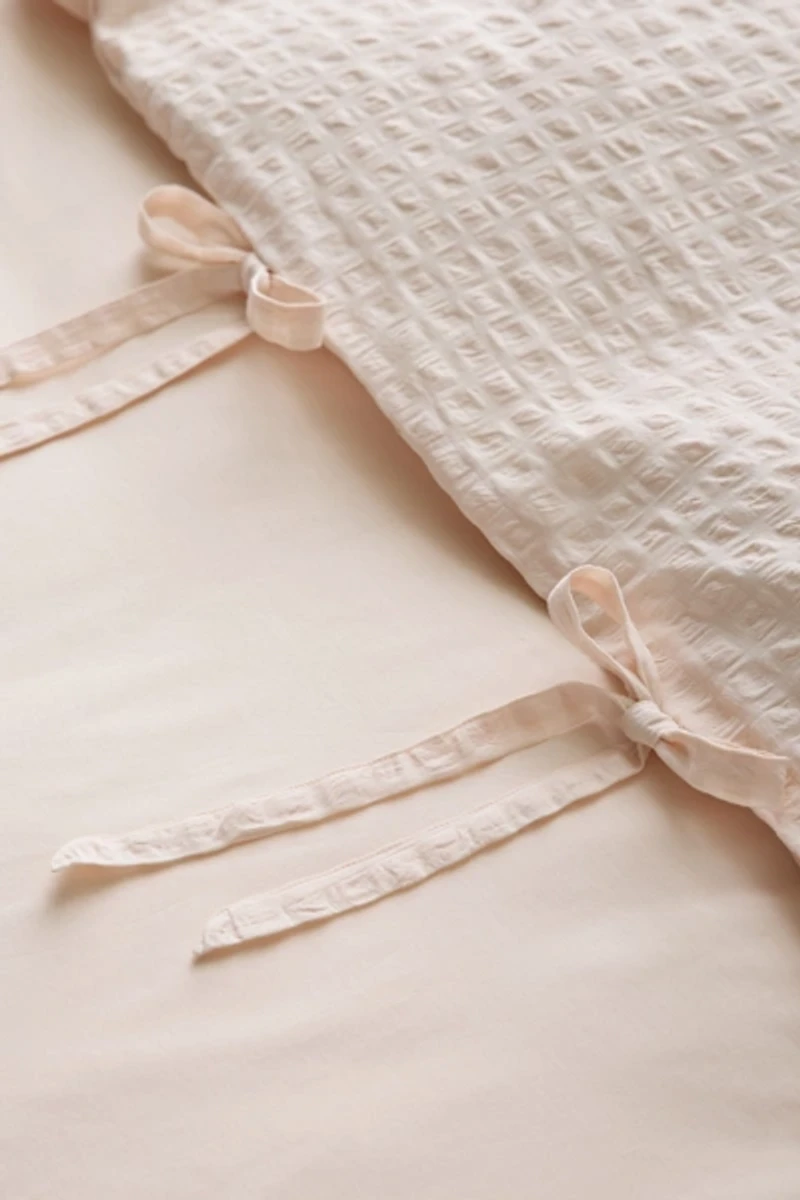 Seersucker Tied Trim Cotton Duvet Cover