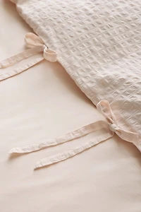 Seersucker Tied Trim Cotton Duvet Cover