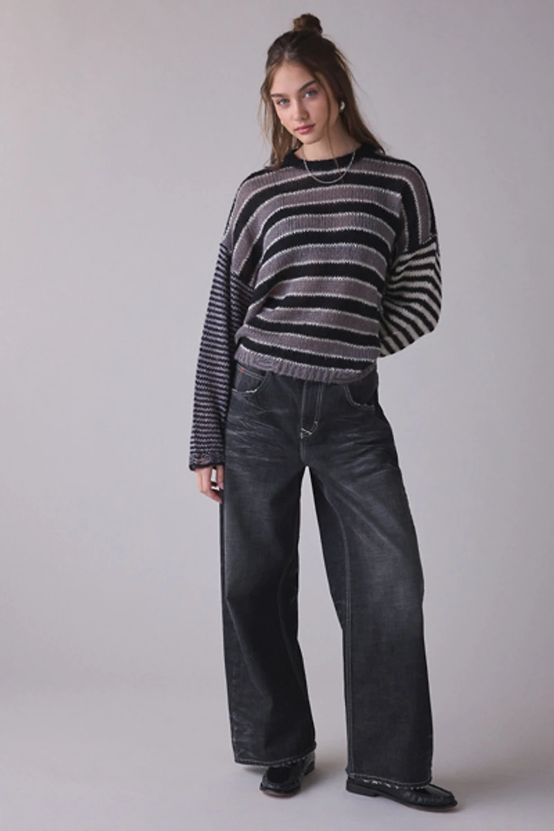 The Ragged Priest Muddle Spliced Stripe Knit Sweater