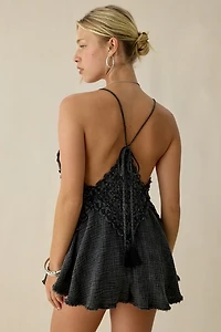 Kimchi Blue Heart + Soul Lace Trim Cotton Romper