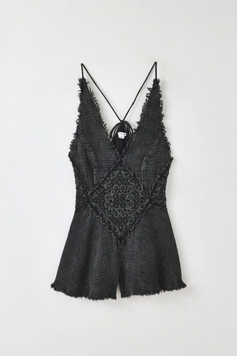Kimchi Blue Heart + Soul Lace Trim Cotton Romper