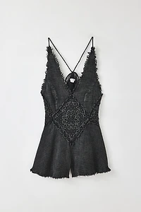 Kimchi Blue Heart + Soul Lace Trim Cotton Romper