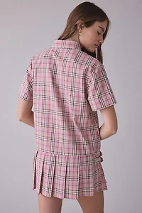 The Ragged Priest Blossom Plaid Short Sleeve Shirt Mini Dress