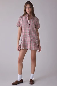 The Ragged Priest Blossom Plaid Short Sleeve Shirt Mini Dress