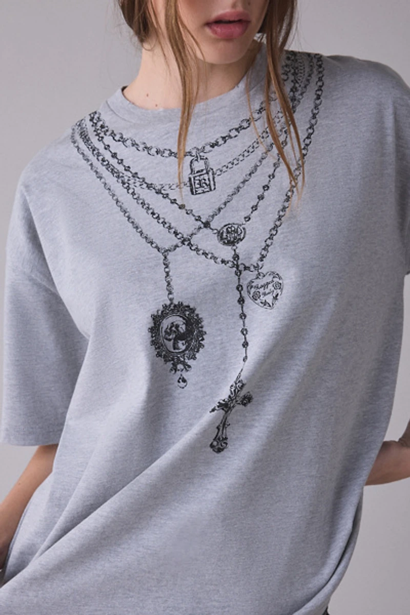 The Ragged Priest Layered Pendant Necklace Graphic Tee