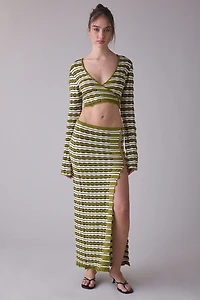 The Ragged Priest Scald Side-Slit Knit Maxi Skirt