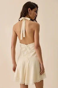 Steve Madden Liza Lace Trim Halter Mini Dress