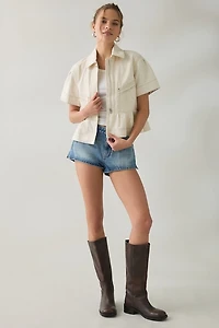 Steve Madden Haezel Peplum Short Sleeve Denim Jacket