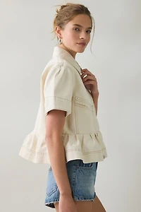 Steve Madden Haezel Peplum Short Sleeve Denim Jacket