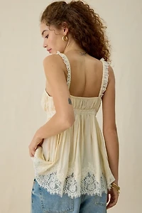 Steve Madden Maizie Tie-Front Flyaway Lace Trim Cami