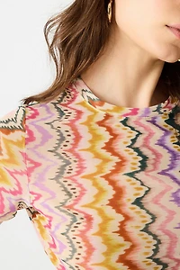 Steve Madden Larke Lace Trim Mesh Crop Top
