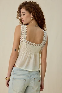 Steve Madden Easten Sheer Side-Tie Lace Trim Cami