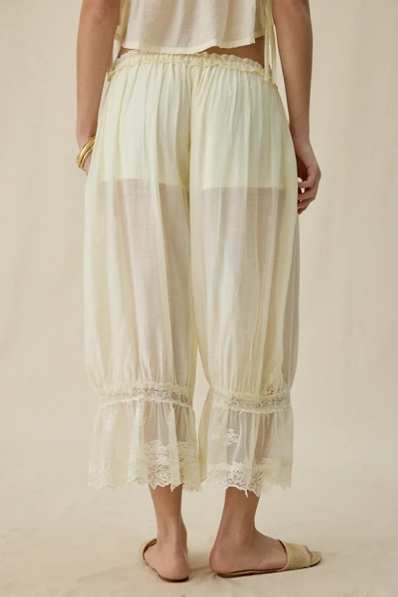 Steve Madden Easten Sheer Lace Trim Bloomer Pants