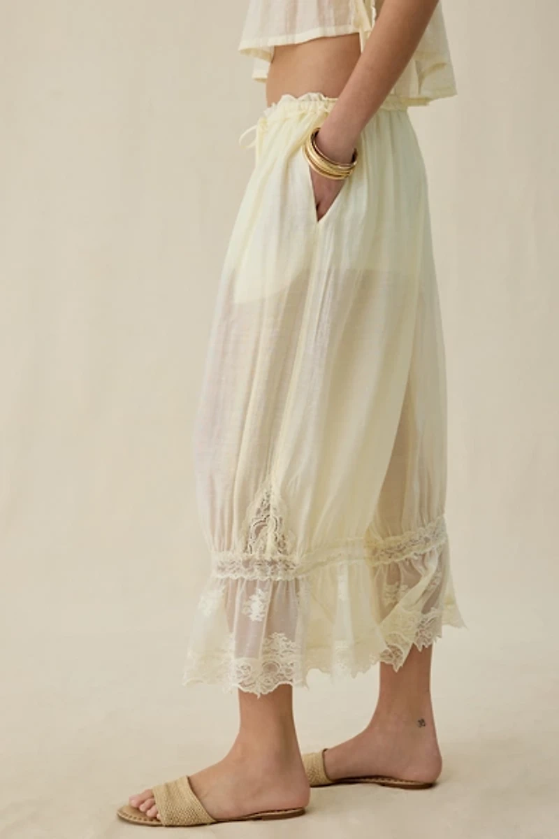 Steve Madden Easten Sheer Lace Trim Bloomer Pants