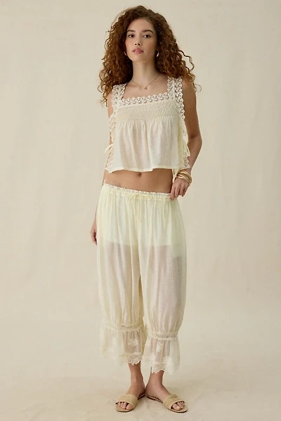 Steve Madden Easten Sheer Lace Trim Bloomer Pants