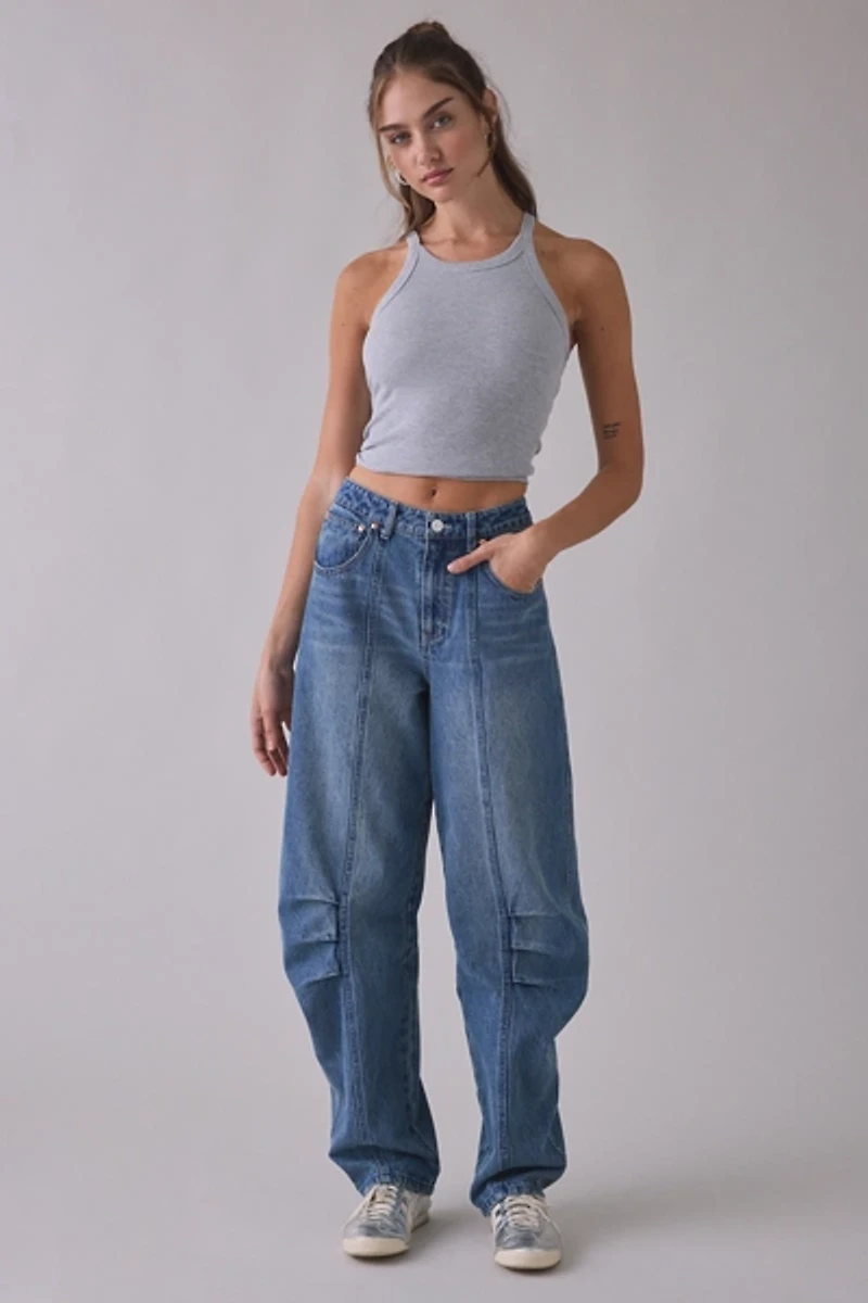 Steve Madden Austin Seamed High-Rise Barrel Leg Jeans