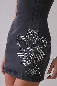 Steve Madden Rosella Studded Flower Denim Mini Dress