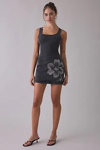 Steve Madden Rosella Studded Flower Denim Mini Dress