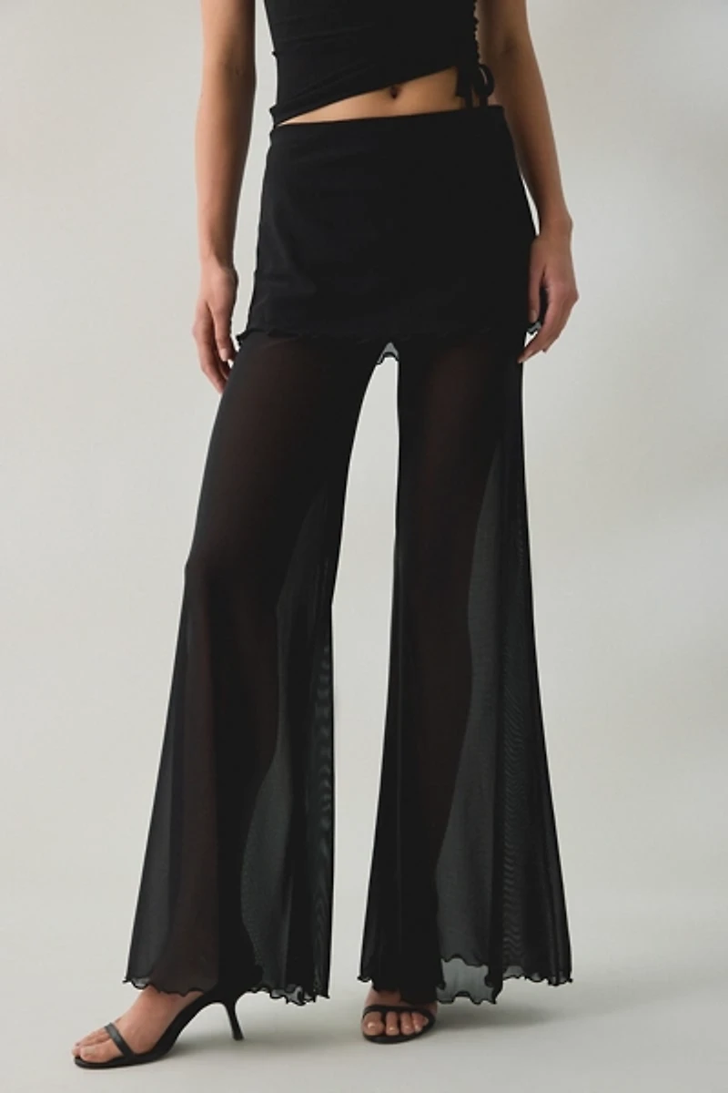 Steve Madden Veada Mesh Flare Skirt Pants