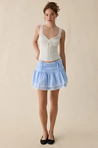 Steve Madden Darienne Ruched Ruffle Mini Skirt
