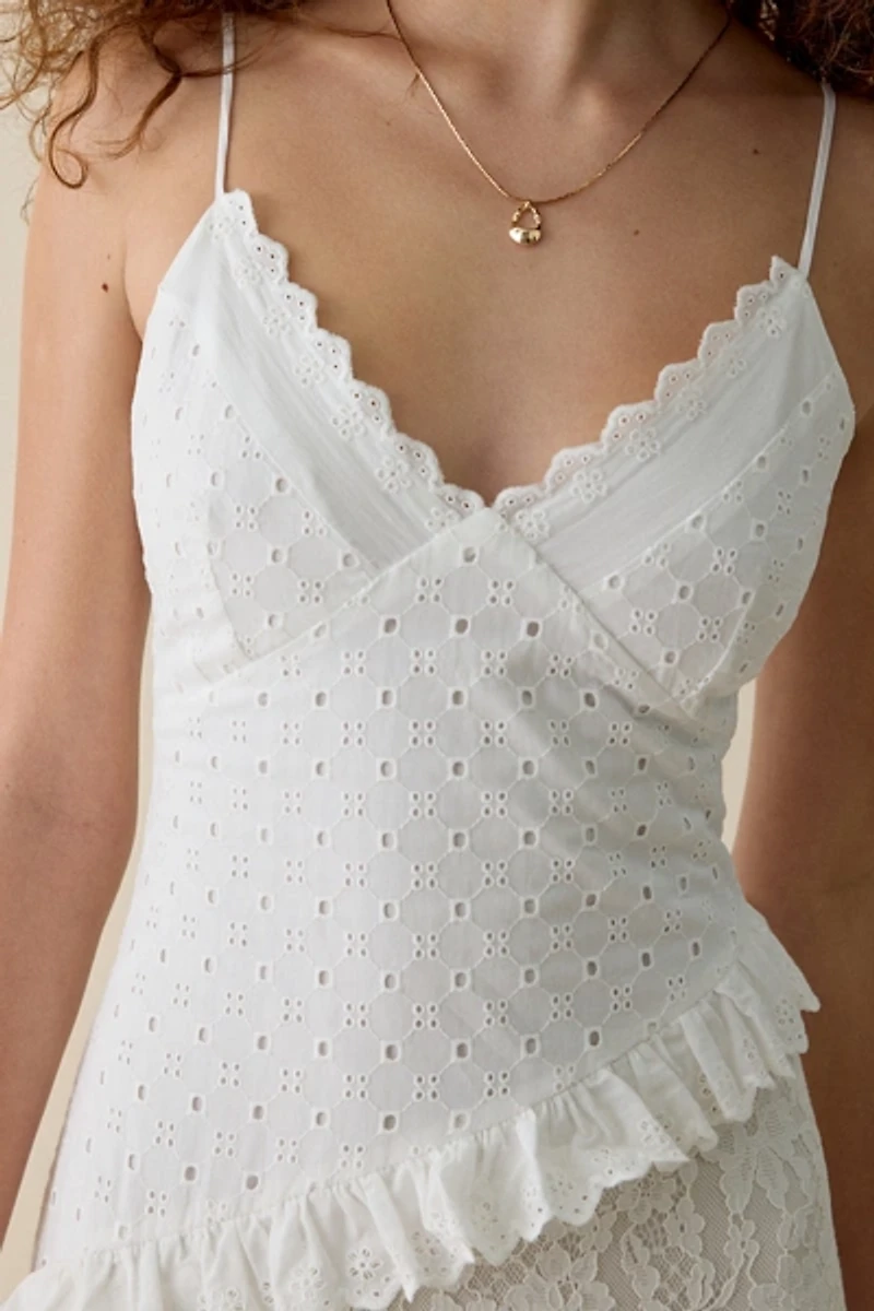 Steve Madden Giah Asymmetric Mixed Lace Tiered Maxi Dress