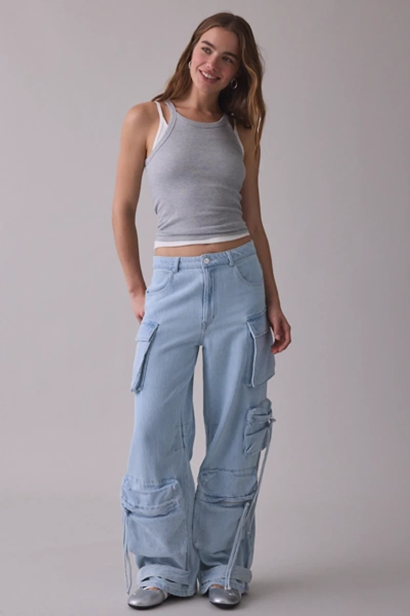 Steve Madden Duo Mid-Rise Baggy Cargo Pants