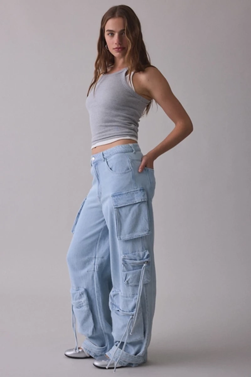 Steve Madden Duo Mid-Rise Baggy Cargo Pants