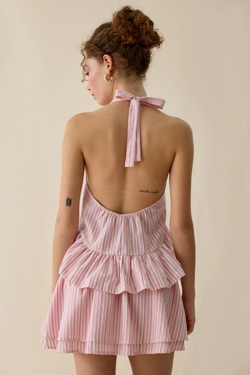Steve Madden Cerise Ruffle High-Low Halter Neck Top