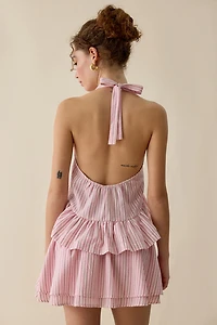 Steve Madden Cerise Ruffle High-Low Halter Neck Top