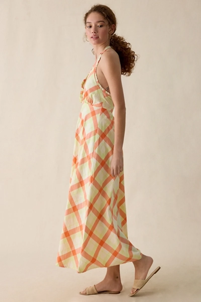 Steve Madden Tania Rosette Halter Neck Maxi Dress