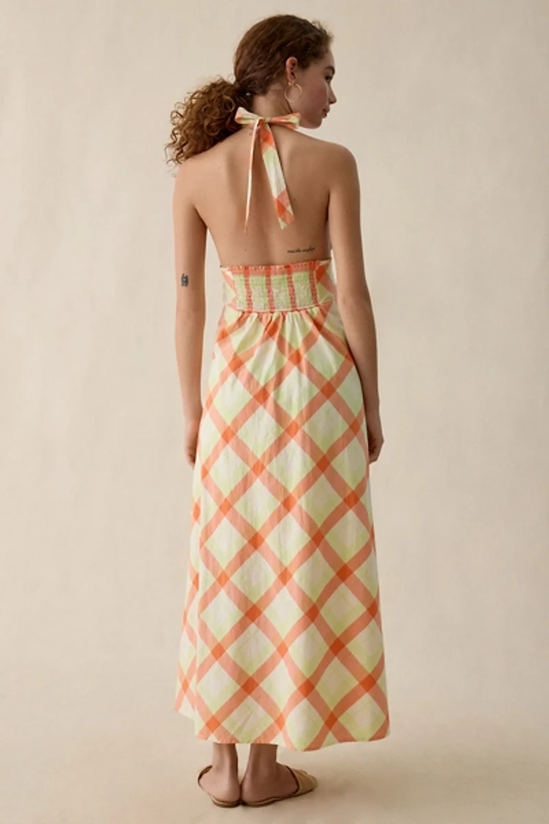 Steve Madden Tania Rosette Halter Neck Maxi Dress