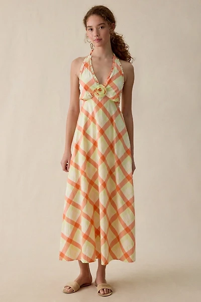 Steve Madden Tania Rosette Halter Neck Maxi Dress
