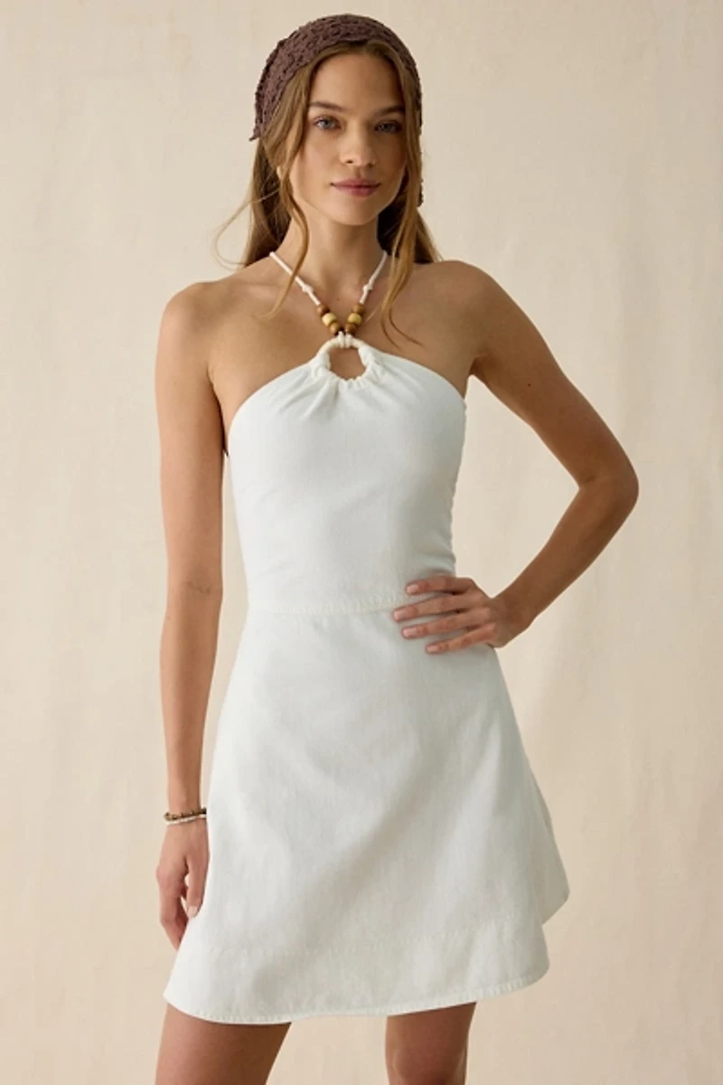 Steve Madden Elvie Beaded O-Ring Halter Neck Mini Dress
