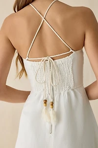 Steve Madden Elvie Beaded O-Ring Halter Neck Mini Dress