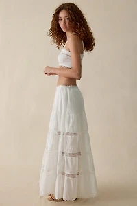 Steve Madden Elisse Lace Trim Tiered Maxi Skirt