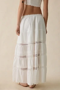 Steve Madden Elisse Lace Trim Tiered Maxi Skirt