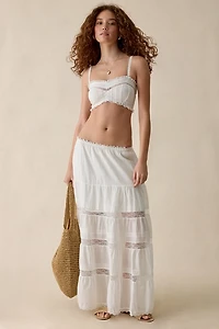 Steve Madden Elisse Lace Trim Cropped Corset Bra Top