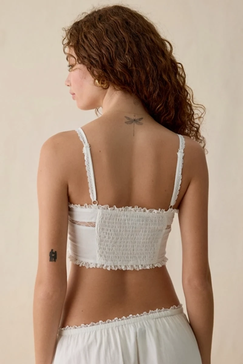 Steve Madden Elisse Lace Trim Cropped Corset Bra Top