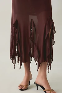 Steve Madden Mariane Cascading Ruffle Mesh Midi Dress
