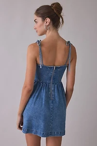Steve Madden Meaghan Tie-Strap Denim Mini Dress