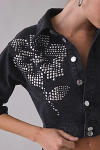 Steve Madden Dove Studded Flower Cropped Denim Jacket
