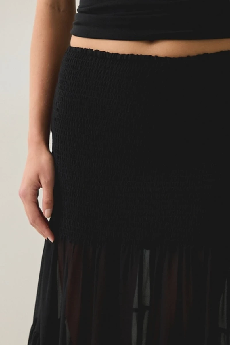 Steve Madden Lisabel Sheer Tiered Maxi Skirt