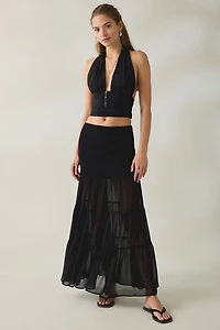 Steve Madden Lisabel Sheer Tiered Maxi Skirt